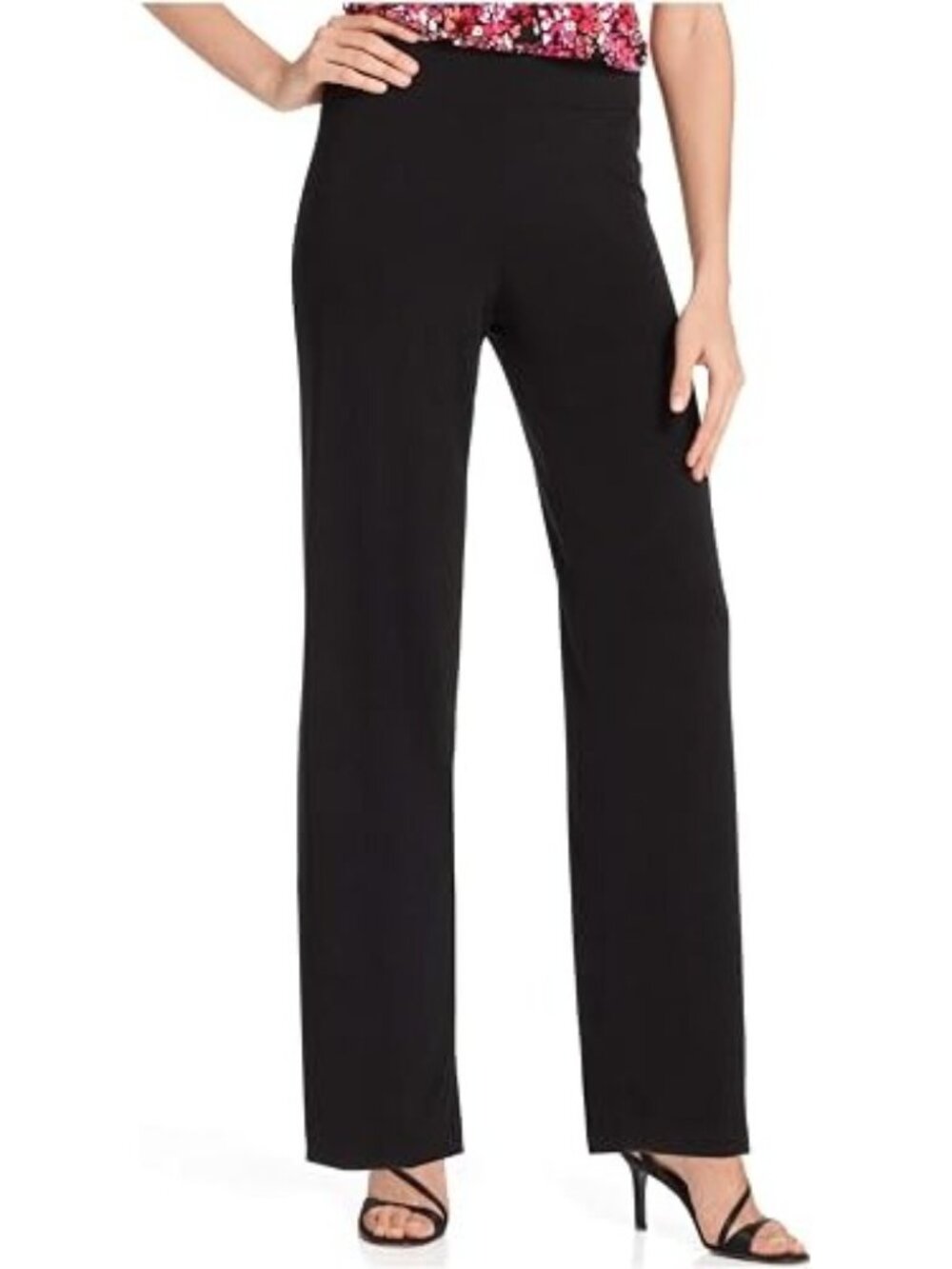 Ny Collection Womens Mid Rise Pull on Wide-Leg Palazzo Pant Black Size PM NWT